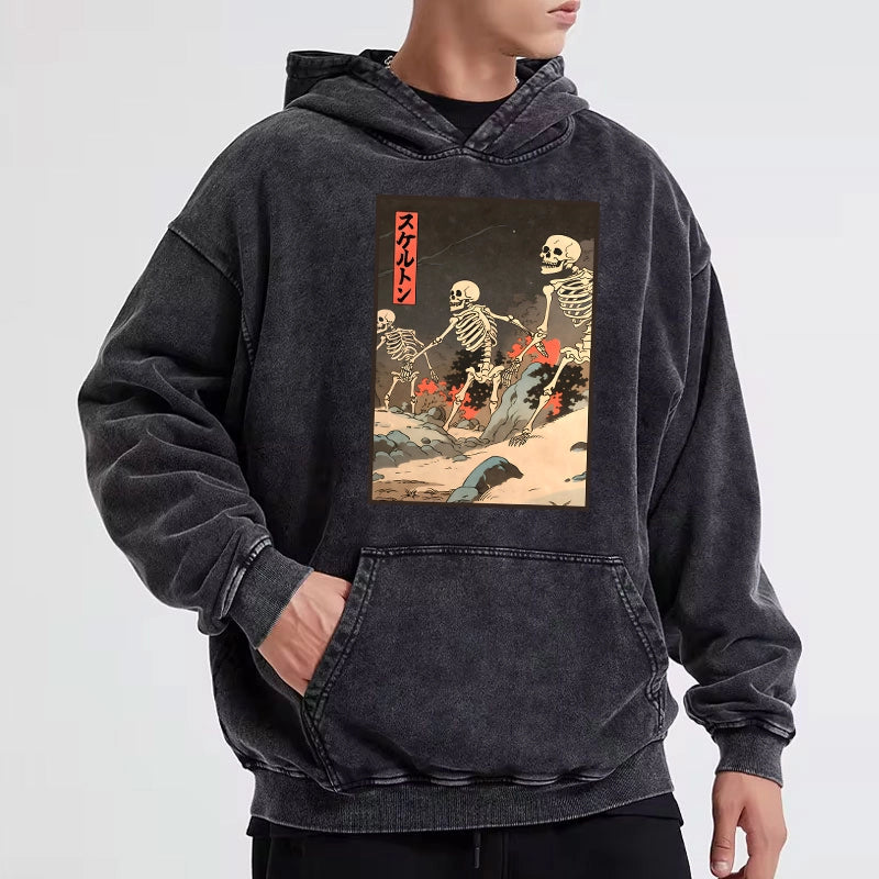 Tokyo-Tiger Japanese Rising Skeletons Washed Hoodie