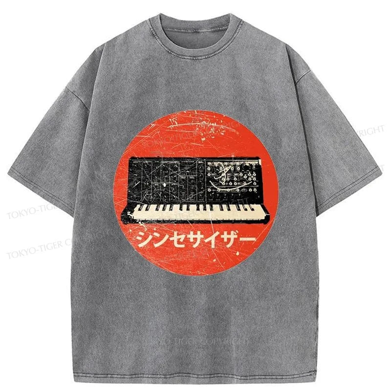 Tokyo-Tiger Vintage Synthesizer Japanese Washed T-Shirt