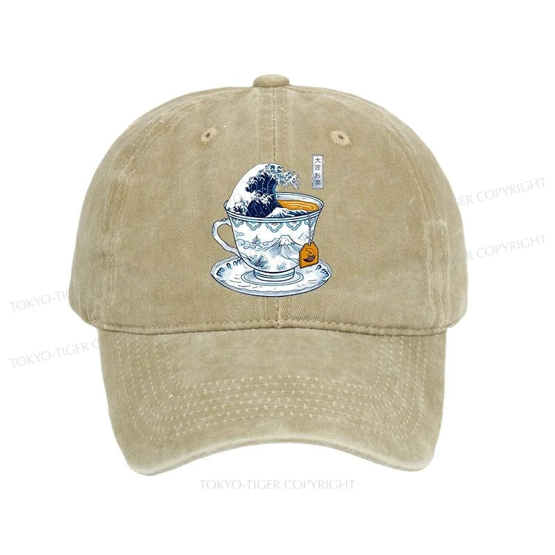 Tokyo-Tiger The Great Kanagawa Tea Wave Washed Cap