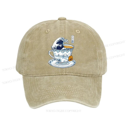 Tokyo-Tiger The Great Kanagawa Tea Wave Washed Cap