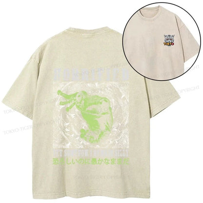 Tokyo-Tiger Silly Frog Japanese Front Back Washed T-Shirt