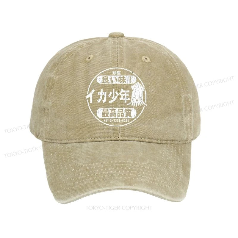 Tokyo-Tiger Ika Squid Boy Restaurant Washed Cap