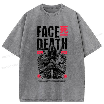 Tokyo-Tiger Samurai Face Death Japanese Washed T-Shirt