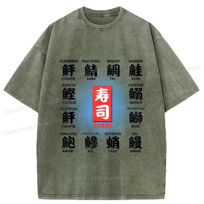 Tokyo-Tiger Sushi Symphony Tee Washed T-Shirt