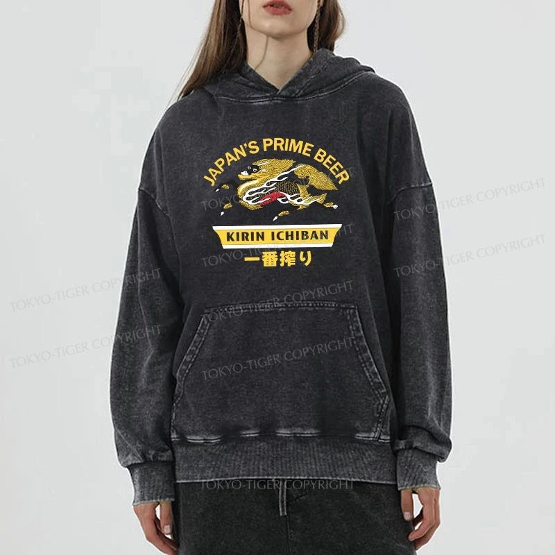 Tokyo-Tiger Kirin Ichiban Beer Logo Japanese Washed Hoodie