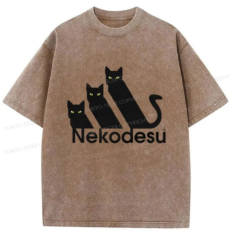 Tokyo-Tiger Nekodesu Japanese Washed T-Shirt