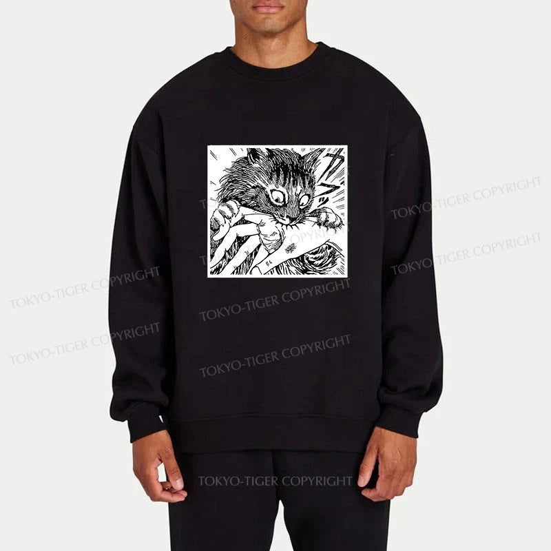 Tokyo-Tiger Creepy Cat Anime Horror Anteater Sweatshirt