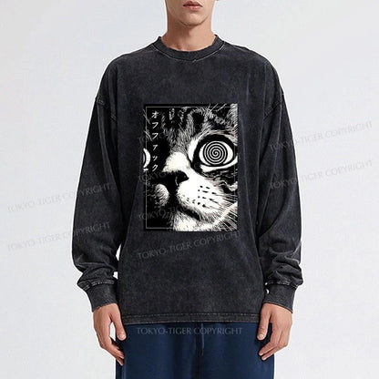 Tokyo-Tiger Scary Cat Japan Washed Long Sleeve T-Shirt