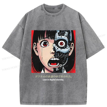 Tokyo-Tiger Cyborg Girl Washed T-Shirt