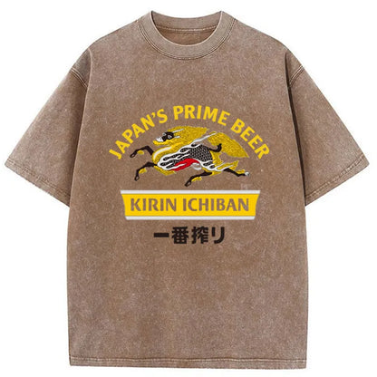 Tokyo-Tiger Kirin Ichiban Beer Logo Japanese Washed T-Shirt