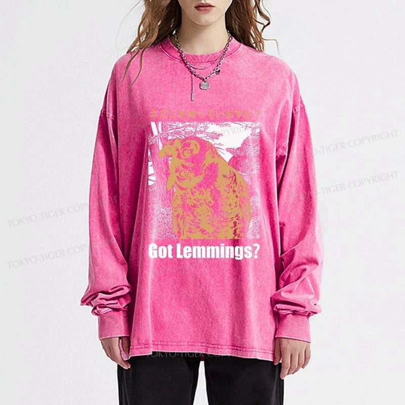 Tokyo-Tiger Do You Have Lemmings Japanese Washed Long Sleeve T-Shirt