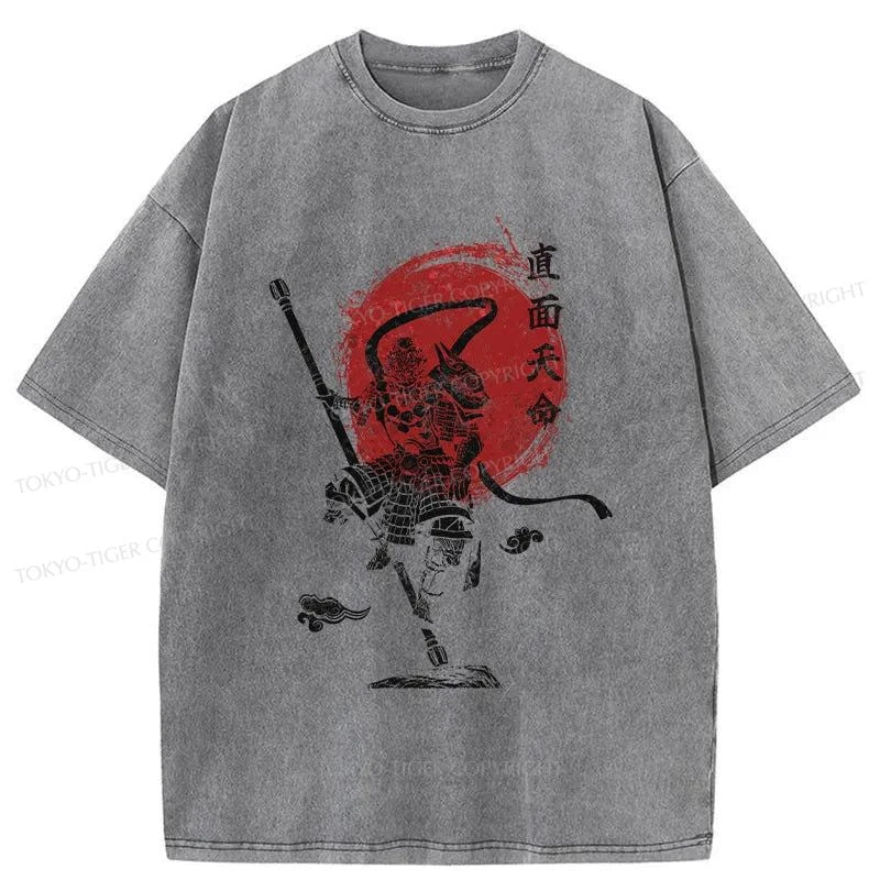 Tokyo-Tiger Face Destiny Wukong Washed T-Shirt