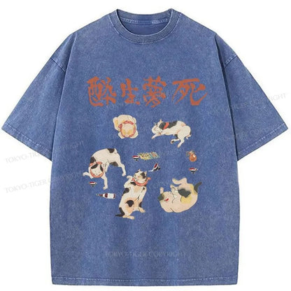 Tokyo-Tiger Drunken Cats Washed T-Shirt