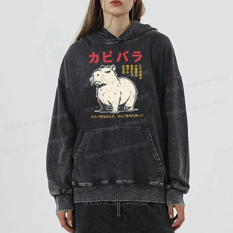 Tokyo-Tiger Angry Capybara Japan Washed Hoodie