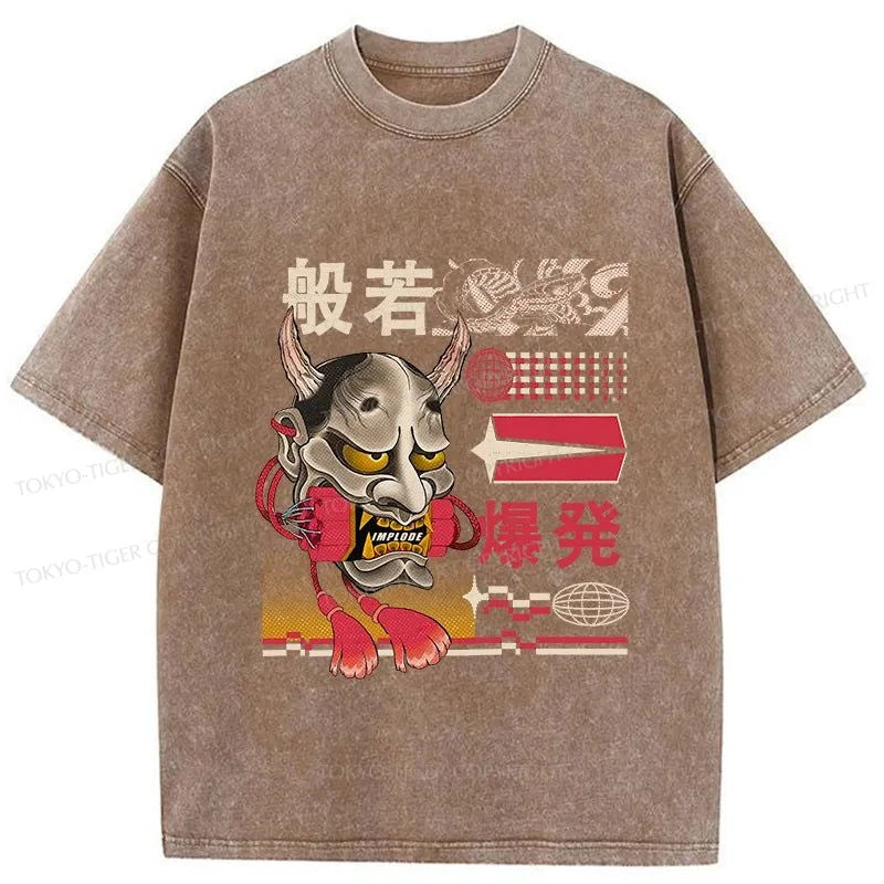 Tokyo-Tiger Hannya Mask Japanese Washed T-Shirt