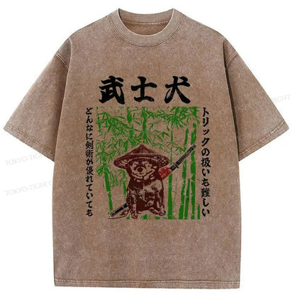 Tokyo-Tiger Samurai Dog Washed T-Shirt