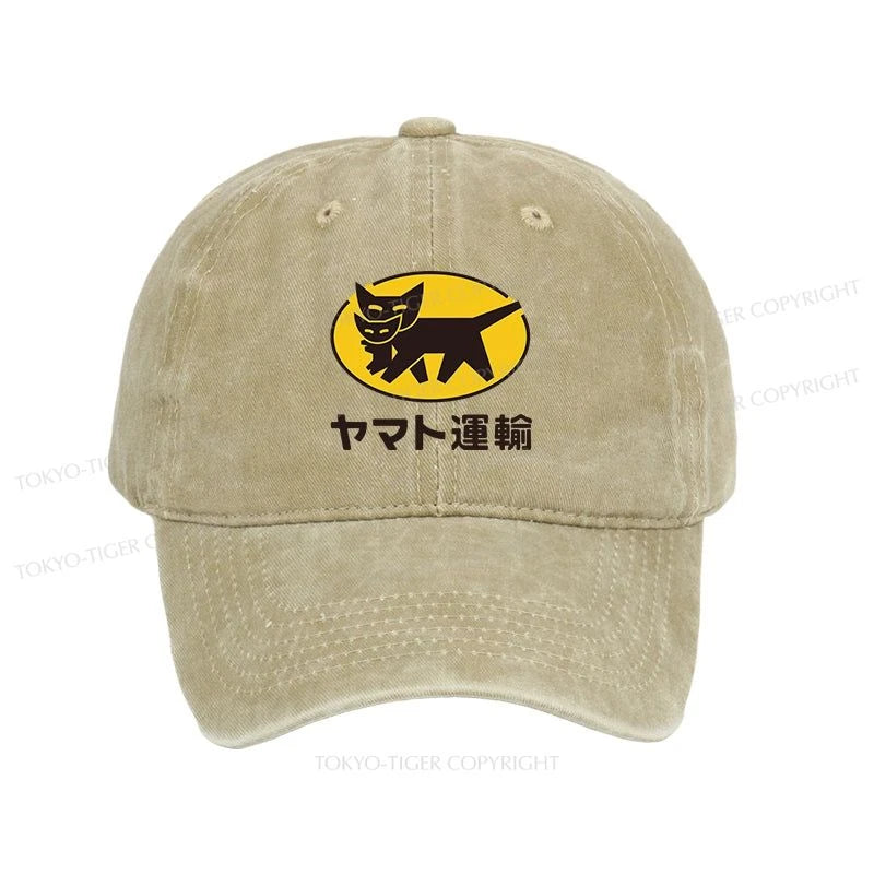 Tokyo-Tiger Black Cat Transport Pattern Japanese Washed Cap