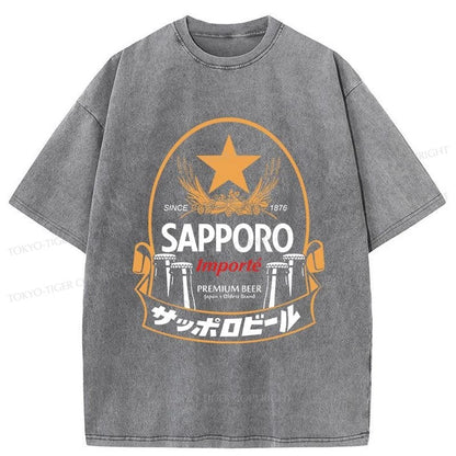 Tokyo-Tiger Sapporo Beer Japanese Memorabilia Washed T-Shirt