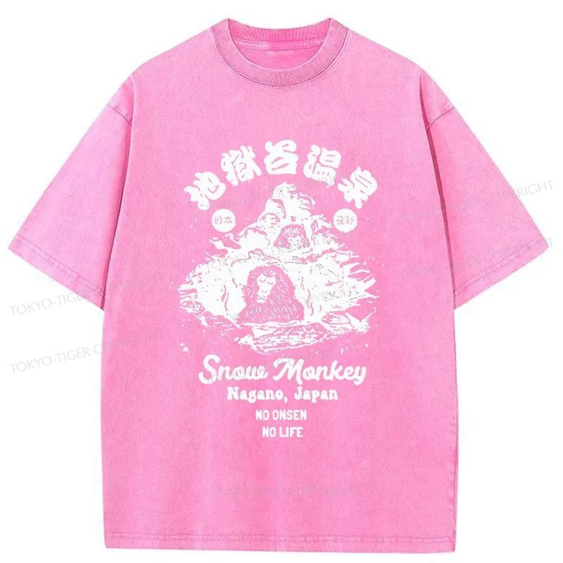 Tokyo-Tiger Monkey In Hot Spring Washed T-Shirt