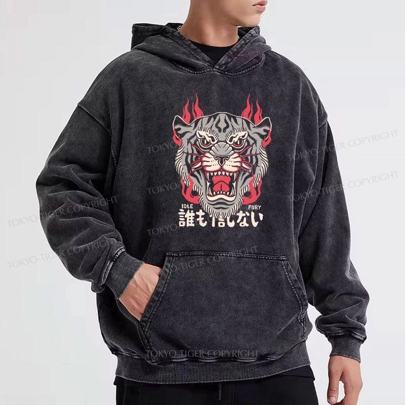 Tokyo-Tiger Retro Tiger Japanese Washed Hoodie