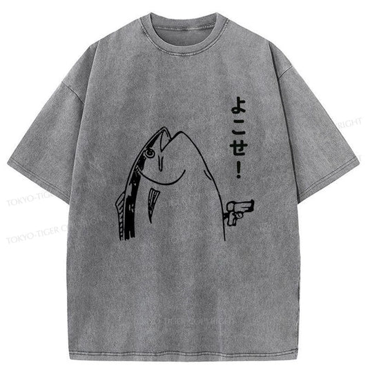 Tokyo-Tiger Fish Hold Up Gun Washed T-Shirt