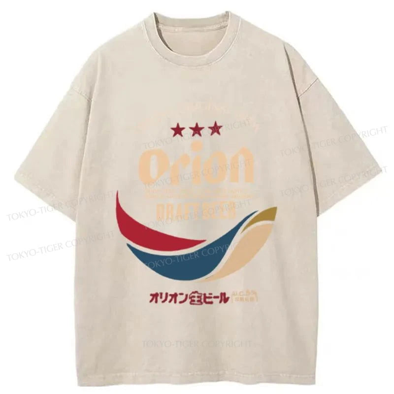 Tokyo-Tiger Orion Beer Logo Japanese Washed T-Shirt