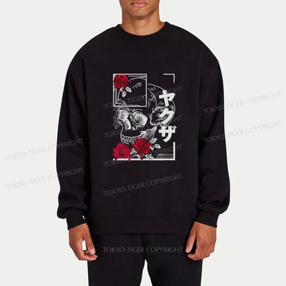 Tokyo-Tiger Skull Roses Japanese Aesthetic Sweatshirt