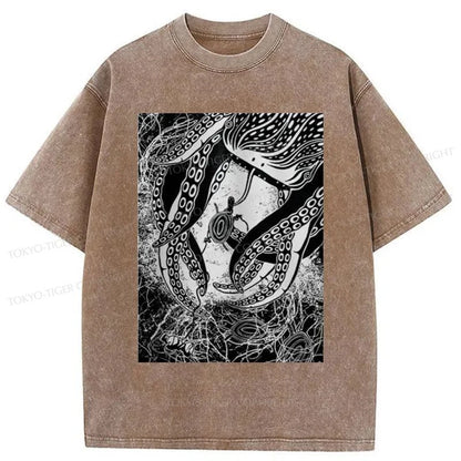 Tokyo-Tiger Blackwork Creatures Washed T-Shirt