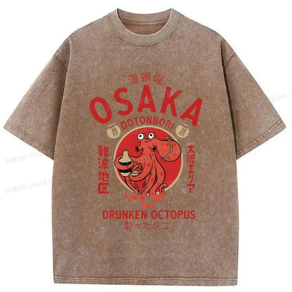 Tokyo-Tiger Drunken Octopus Japan Washed T-Shirt