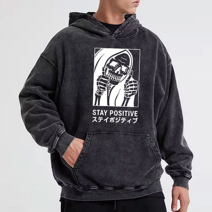 Tokyo-Tiger Stay Positive Skeleton Washed Hoodie