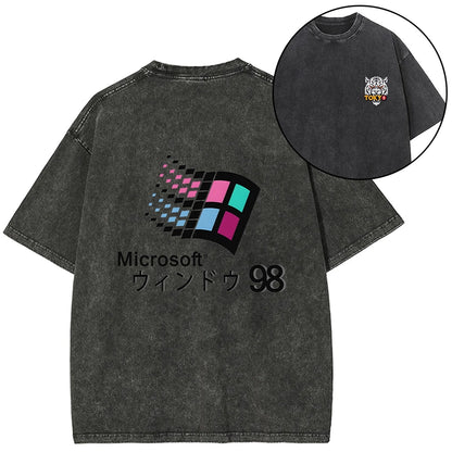 Tokyo-Tiger Microsoft Windows 98 Front Back Washed T-Shirt