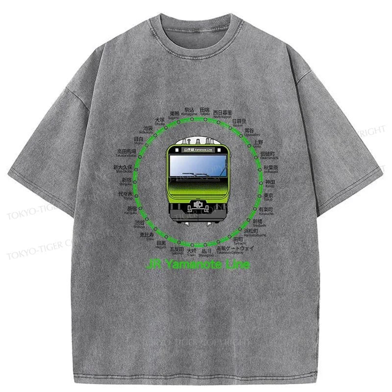 Tokyo-Tiger JR Yamanote Line Train Washed T-Shirt