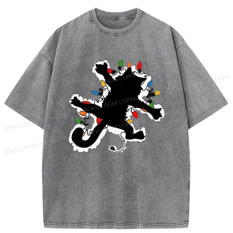 Tokyo-Tiger Funny Pussy-cat From Christmas Vacation Washed T-Shirt