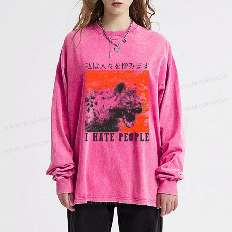 Tokyo-Tiger A Hyena That Hates Humans Washed Long Sleeve T-Shirt