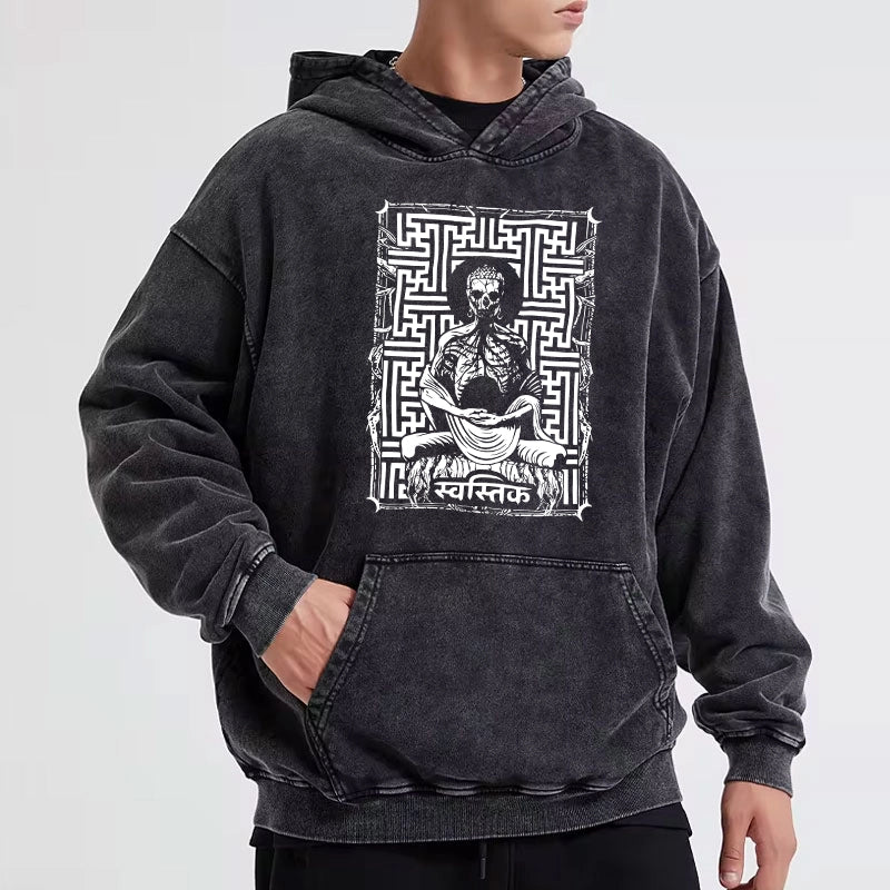 Tokyo-Tiger Sayagata Buddha Graphic Washed Hoodie