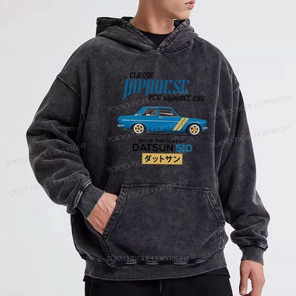 Tokyo-Tiger Datsun 510 - Classic Japanese Car Washed Hoodie