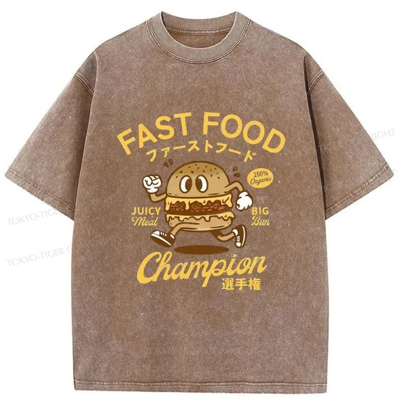 Tokyo-Tiger Fast Food Japanese Washed T-Shirt