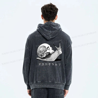 Tokyo-Tiger Death Snail Manga Washed Zip Hoodie