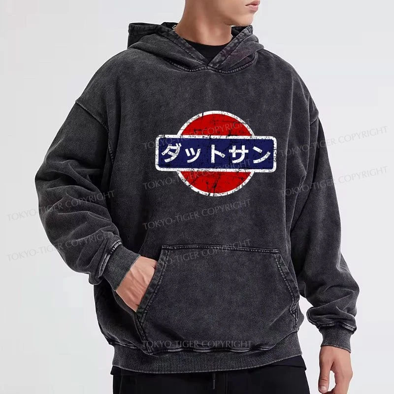 Tokyo-Tiger Datsun Vintage Japanese Car Washed Hoodie