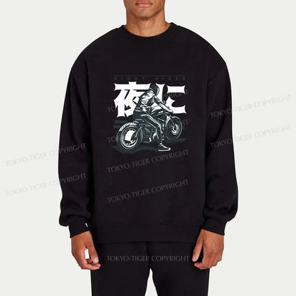 Tokyo-Tiger Motorcyclist Japanese Night Rider Sweatshirt