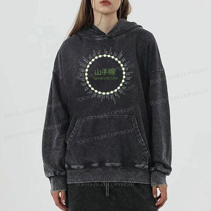 Tokyo-Tiger Yamanote Line Stations Circle Washed Hoodie