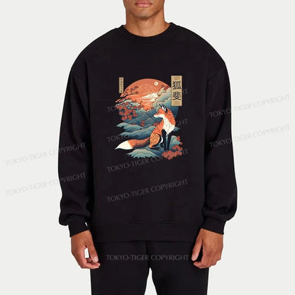 Tokyo-Tiger Japanese Kitsune Fox Sakura Sweatshirt