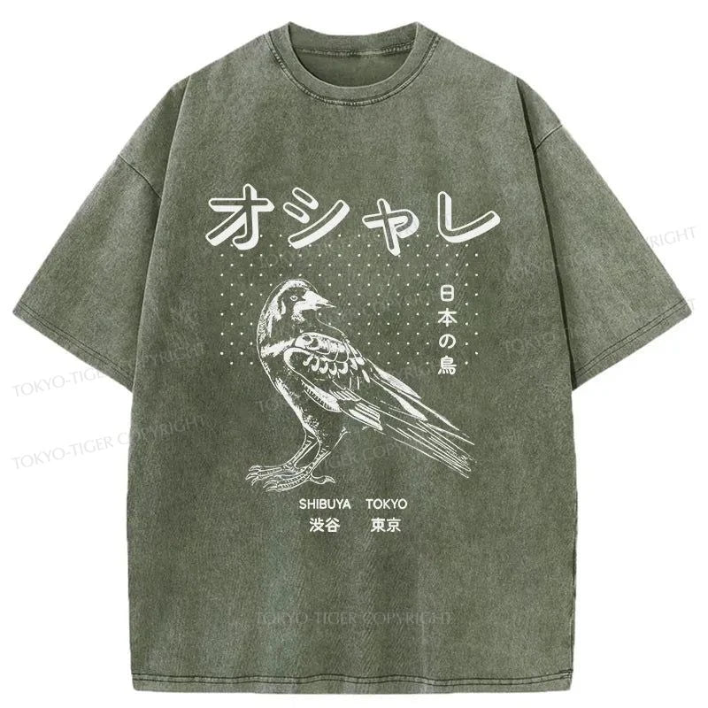 Tokyo-Tiger Japanese Bird Washed T-Shirt