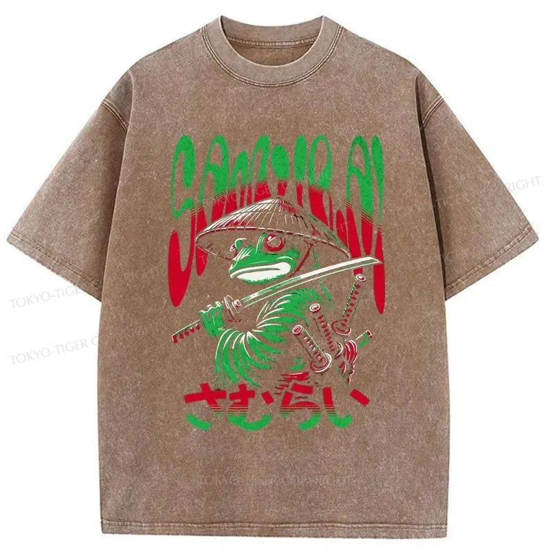 Tokyo-Tiger Frog Warrior Japanese Washed T-Shirt