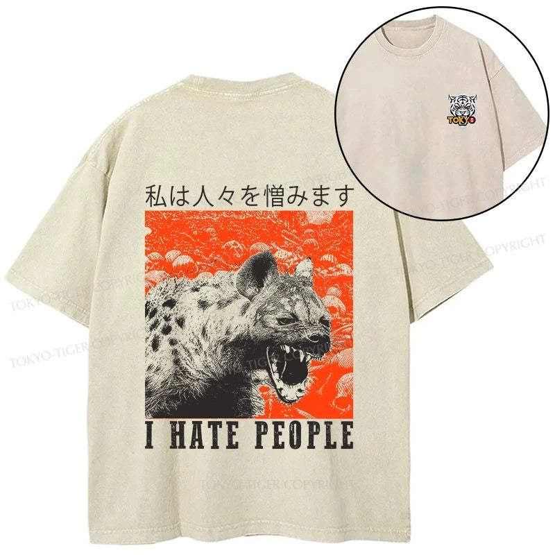 Tokyo-Tiger A Hyena That Hates Humans Front Back Washed T-Shirt