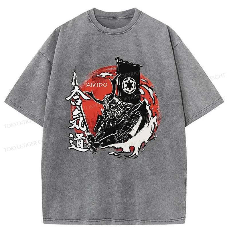 Tokyo-Tiger Samurai And Aikido Washed T-Shirt