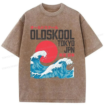 Tokyo-Tiger Old Skool Tokyo Japan Washed T-Shirt