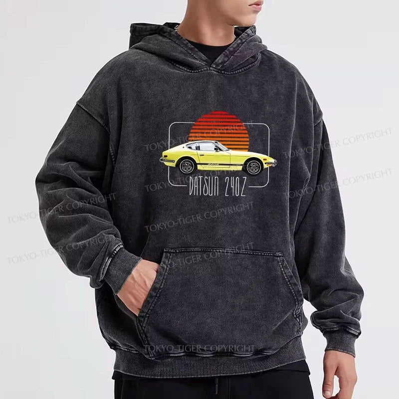 Tokyo-Tiger Datsun 240Z Retro Classic Car Washed Hoodie