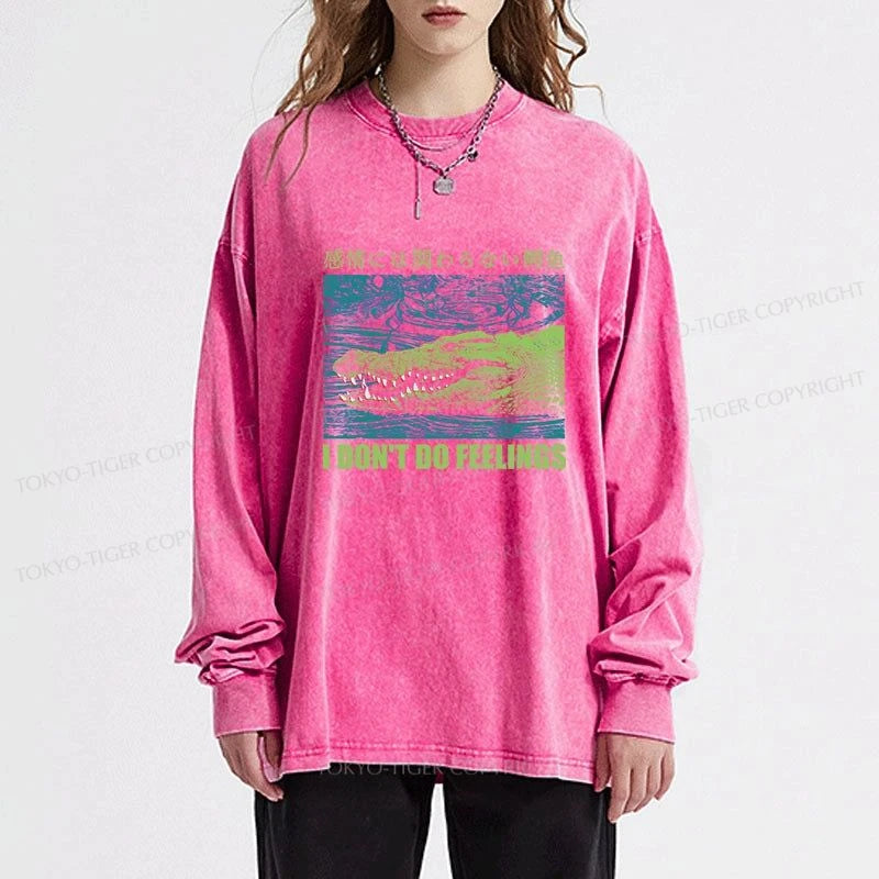 Tokyo-Tiger An Emotionless Crocodile Washed Long Sleeve T-Shirt