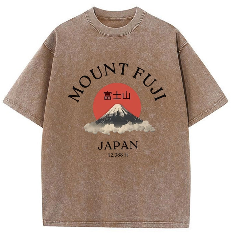 Tokyo-Tiger Japan Mount Fuji Sun Unisex Washed T-Shirt